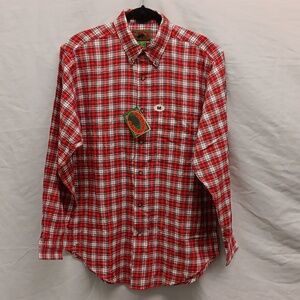 Boston Traders Flannel Red Plaid Shirt Medium NWT